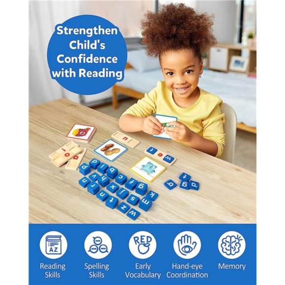 Wooden Short Vowel Reading Letters Sorting Spelling Games,Sight Words Flashcards - Picture 6 of 6